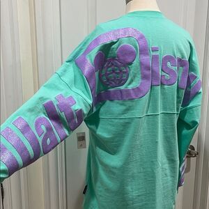 New! Walt Disney World Glitter Sparkle Spirit Jersey Size Small Aqua Purple NWT